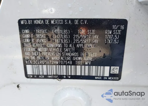 2017 Honda Hr-V Ex-L z USA, uszkodzony, nr VIN 3CZRU5H72HM707548